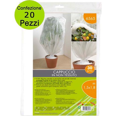 Multipack 20 pz telo di protezione per limoni olivi e magnolie cappuccio in tnt pesante 30 g/mq 1,5 x 1,8 metri
