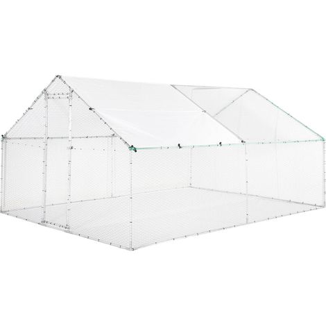 Enclosure for chicken coop and aviary 12m² galvanised steel grey and green, several dimensions - Babette