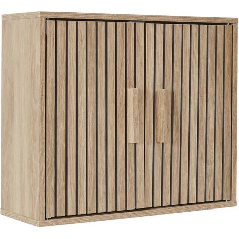 The Home Deco Factory – Armoire murale Klaus marron – 2 portes – Bois MDF – Design élégant pour optimisation d'espace – Capacité de rangement élevée
