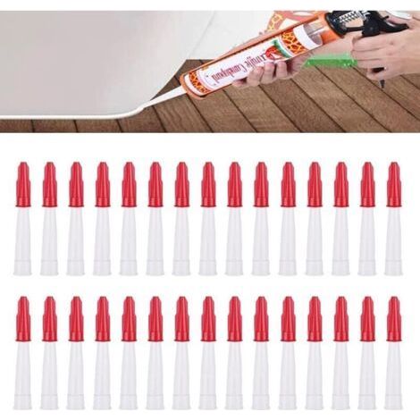 Lntyq Lot de 30 embouts de cartouche transparents en silicone - Embouts de rechange - Cartouches en silicone - Buses d'étanchéité, pour cuisine, ménage - Outil avec buses rouges - Outil d'éta