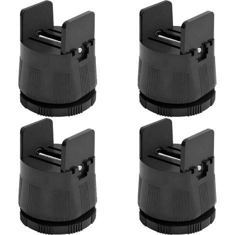 Juego de 4 elevadores de muebles ajustables, elevador de silla robusto con sistema de sujeción (rango de ajuste de altura: de 6 cm a 8 cm), base de plástico negro. (1/5)