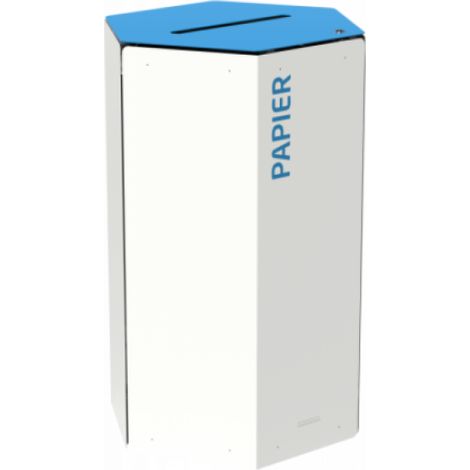 Corbeille de tri sélectif Hexatri, avec serrure - papier - 50l - blanc / bleu ciel - RAL 5015