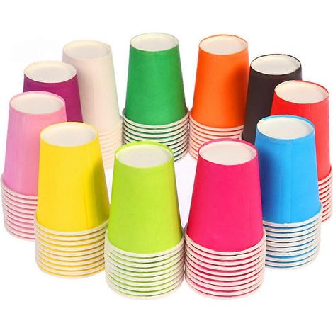Gobelets jetables pour loisirs créatifs, 100 gobelets en papier colorés pour fêtes (1/5)