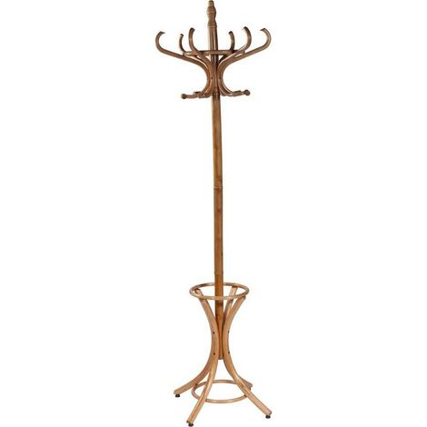 porte manteau en bois miel avec 6 bras pour entrée élégante - bois miel naturel clair (1/3)