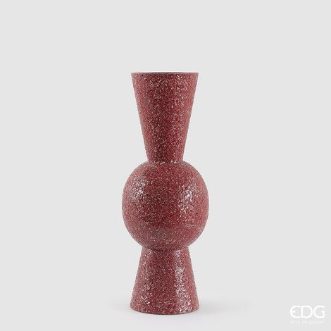 EDG Enzo De Gasperi Vaso Crackle Geometrie H 55 Cm D 20 Cm Metallo Dark Pink