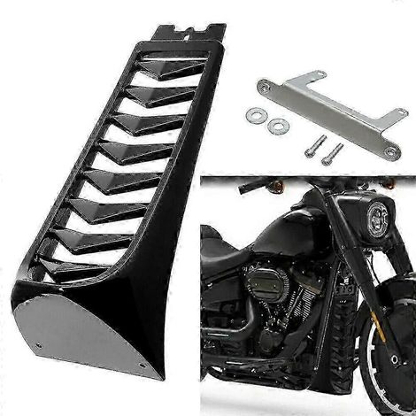 Carénage avant inférieur de radiateur avec spoiler et cache-menton pour Harley Softail Street Bob Breakout Fat Bob (2018-2022) - Accessoire d'éclairage moto noir brillant (1/5)