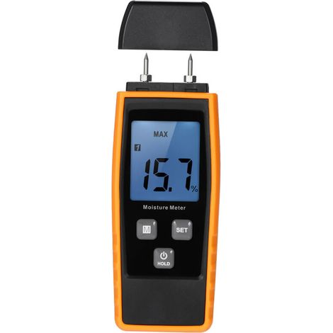 Medidor de humedad de madera, medidor de humedad digital LCD, detector de humedad de madera, comprobador de humedad, con sonda de 2 pines, rango de 0% a 80%.