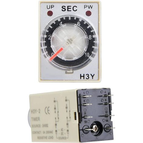 Relais temporisé Semme H3Y 2 24V DC, minuterie 1S/60S (1/4)