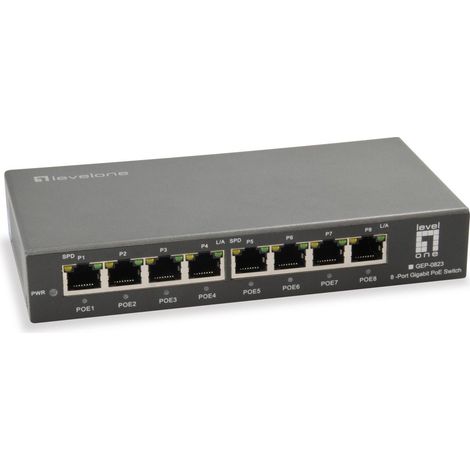 LevelOne GEP-0823 switch di rete Gigabit Ethernet (10/100/1000) Supporto Power over Ethernet (PoE) Nero (1/3)