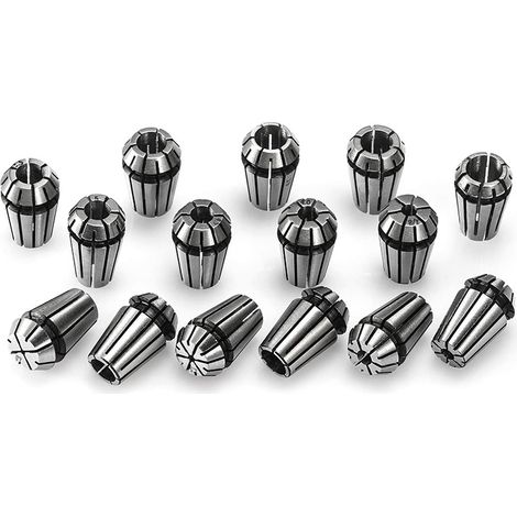 15PCS ER11 Jeu de pinces de serrage à ressort de précision pour tour de fraisage de gravure CNC, 1.0mm-7.0mm & 1/4", 1/8