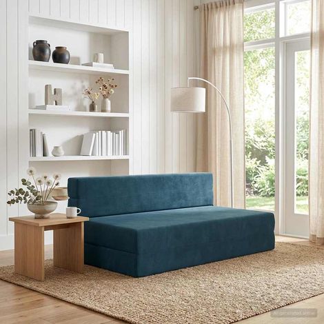 vidaXL Sofá Cama Plegable Azul 152 x 86,5 x 60 cm Tela (1/5)