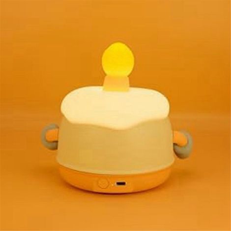 Lampe tactile en silicone souple pour chambre d'enfant avec lumière chaude, motif gâteau d'anniversaire. (1/5)