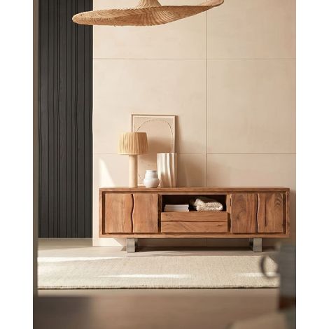 Arvo - Meuble TV en bois d'acacia massif 170 cm (1/5)
