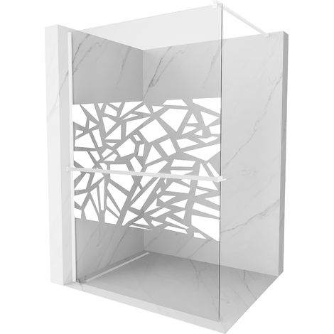 Mexen Kioto+ Duschwand mit Walk-in Regal 140 x 200 cm, weißes Muster, weiß - 800-140-121-20-85