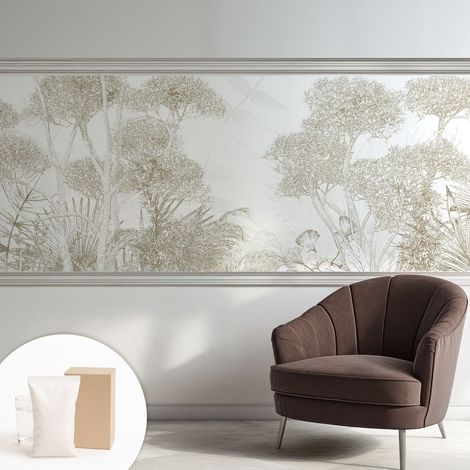 Carta Da Parati In Vlies Decorativa Per Pareti - Con Motivi Moderni - Con Colori Intensi - Per Ufficio vegetazione tropicale 250x104 cm (1/5)