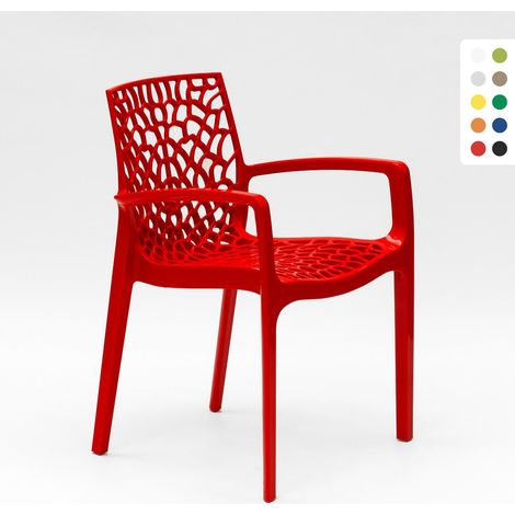 Grand Soleil – Chaise de jardin empilable en polypropylène – Accoudoirs ergonomiques – Résistante aux intempéries – Confort optimal pour espaces extérieurs
