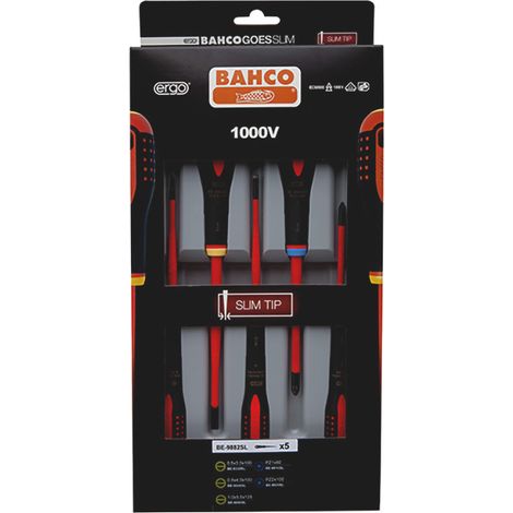 Bahco Slim Ergo Insulated Screwdriver Sl/Pz Set 5 Piece