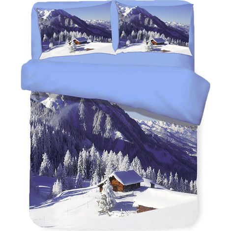 COPRIPIUMINO Rasatello HD FOTOGRAFICO BAITA NEVE Matrimoniale cm. 250x200 (1/5)
