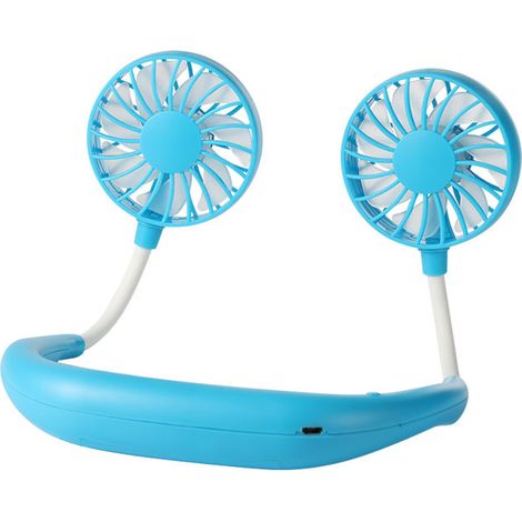 Nouveau ventilateur de cou silencieux rechargeable USB pour étudiants, petit ventilateur portable, rose classique, idéal pour les cadeaux en gros. (1/2)