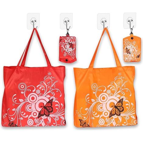 CCYKXA Set mit 2 großen, wiederverwendbaren und faltbaren Einkaufstaschen (44,5 x 44,5 cm) für Damen, umweltfreundliche Tragetaschen, Einkaufstaschen, Einkaufstaschen, Stofftaschen (1/5)
