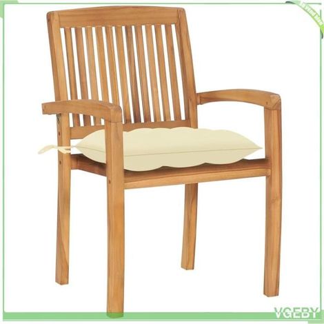 Chaises de jardin - FAFEICY - 3063269 - Teck massif - Lot 2 avec coussins - Empilable (1/5)