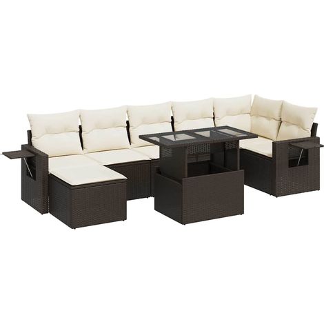 vidaXL Set Divani da Giardino 8 pz con Cuscini Marrone in Polyrattan (1/5)