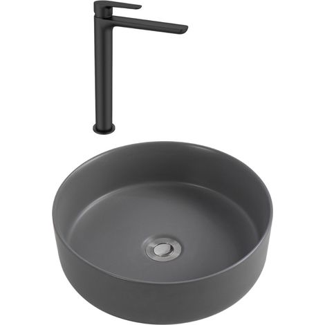 PixL 36x36x13,5 cm lavabo da appoggio + SAT Mood miscelatore lavabo XL + piletta Ceramia PixL (CEPX36GRMSAT285C) (1/5)