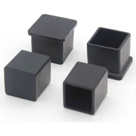Confezione da 10 tappi quadrati antiscivolo in gomma per gambe di sedie, 20 x 20 mm, neri, per proteggere i pavimenti da mobili e tavoli. (1/5)