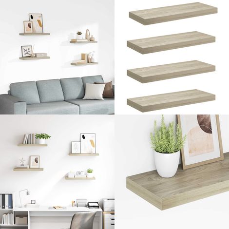Schwebende Wandregale 4 Stk. Eichefarben 60x23,5x3,8cm MDF - Wandregal - Regal - Schwebende Wandregale - Holzregal - Wohnraumdeko - Home & Living (1/5)