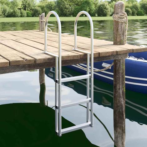 vidaXL Échelle de quai à 3 marches Argent 45 x 11,5 x 134 cm Aluminium (1/5)
