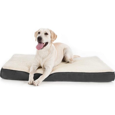 Chien Lit Lavable Paniers pour Animal de Compagnie Matelas Chat Coussin Tapis Chenil pour Chiens,(76x51x7.5cm,Gris et blanc) (1/5)