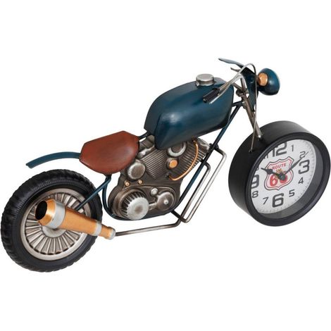 Objet Déco Moto Avec Horloge "Neils" 43cm Vert