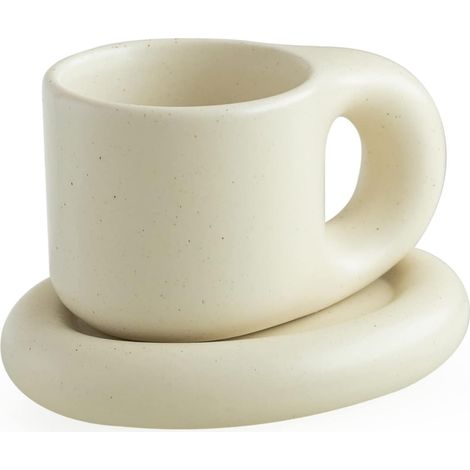 Mug et soucoupe en céramique personnalisés « Chubby Cute », pour le bureau et à la maison.