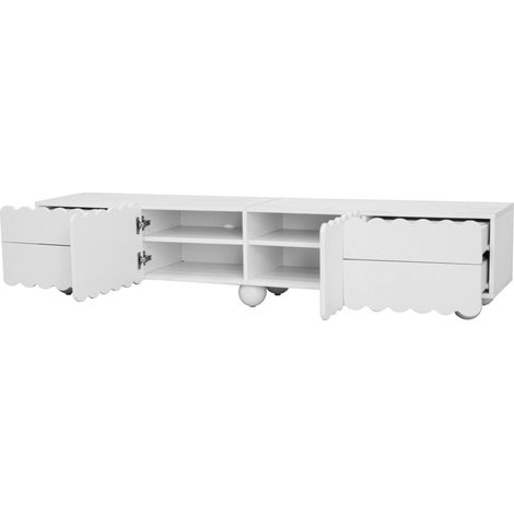 Mobile TV bianco moderno 175 x 38 x 37 cm in MDF e pannello truciolare (1/5)