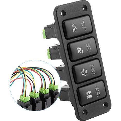 Interrupteur 4 boutons poussoirs LED bleu pour Toyota Hilux VIGO, panneau de commande lumineux, kit auto, accessoire intérieur, compatible Revo et Cool Road. (1/5)
