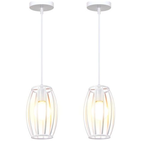 royaluxe- 2PCS Suspension Luminaire D'Intérieur Rétro Lustre Vintage Plafonnier En Métal Pour Chambre À Coucher, Salon, Salle À Manger, Cuisine Blanc