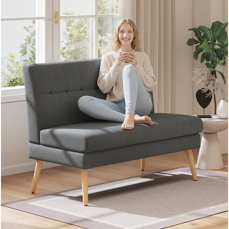Kompaktes 2-Sitzer-Sofa 118 x 68 x 90 cm, gepolsterte Rückenlehne, Holzfüße, Grau OKMYHOME (1/5)
