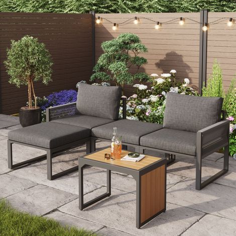 Modular Rattan Garden Sofa Set 4 Seater with Table and Cushions (1/5)