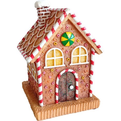 Figur Lebkuchenhaus 13,5 x 9 x 9,5 cm braun Weihnachtsfigur