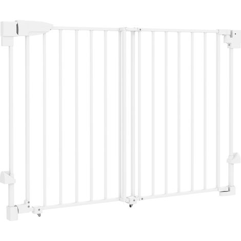 Treppenschutzgitter für Treppen und Türen, 74,5–111,5 cm, mit automatischer Schließfunktion, einhändig von beiden Seiten zu öffnen, weiß