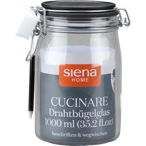 Drahtbügel-Glas "Cucinare" 1,0 l mit Stift & Schwamm (1/4)