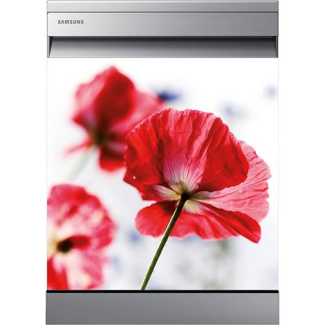 Stickers Lave vaisselle - Coquelicots - 60x60 cm - Adhésif BRILLANT (1/2)