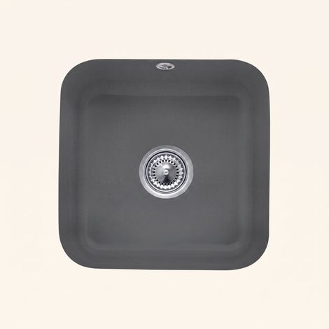 Evier sous-plan céramique gris graphite Villeroy & Boch CISTERNA 50 1 bac 445x445 (1/4)