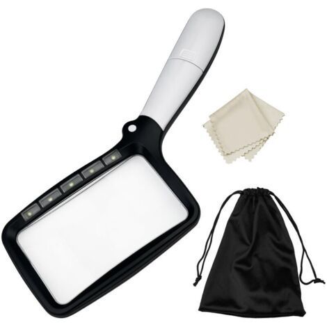 Magnifying Glass with Light, 3x Foldable Rectangular Reading Magnifier with 5 LED Lights with 2 Modes for Elderly, Kids, Crafts, Watchmakers, Journals, Jewelry (1/5)