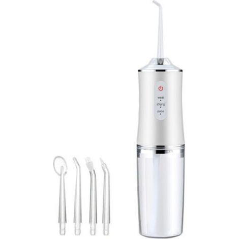 Hydropulseur buccal portable avec chargement USB, réservoir d'eau de 220 ml, nettoyeur de dents Smart Punch, blanc (1/5)
