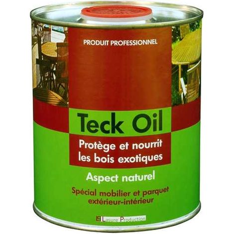 Huile pour teck 1 litre – Pour bois dur et exotique – Entretien parquets et meubles – Application facile au pinceau – Lasure Production