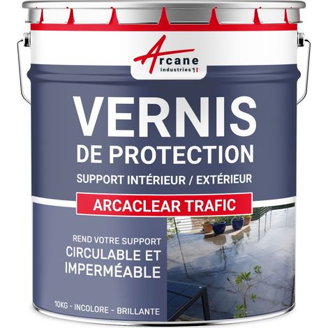 Arcane Industries – Résine polyuréthane transparente 10 kg – Finition circulable pour béton et carrelage – Résistante aux UV et aux produits chimiques (1/2)