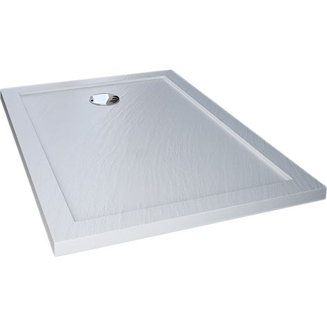 Piatto doccia bordato effetto pietra bianco in acrilico mod. Flower 80x140x4 cm rettangolare