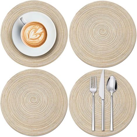 Tovagliette rotonde, tovagliette da caffè, tovaglie, antiscivolo, lavabili, resistenti al calore, per la decorazione della tavola, set da 4