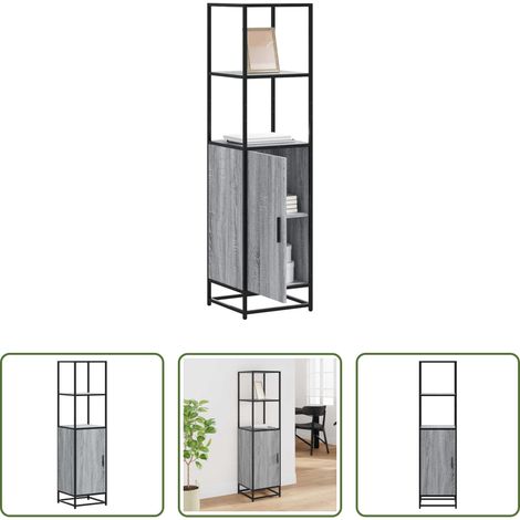 vidaXL Meuble bois métal - Buffet haut sonoma gris 35,5x35x139 cm bois d'ingénierie métal (1/5)